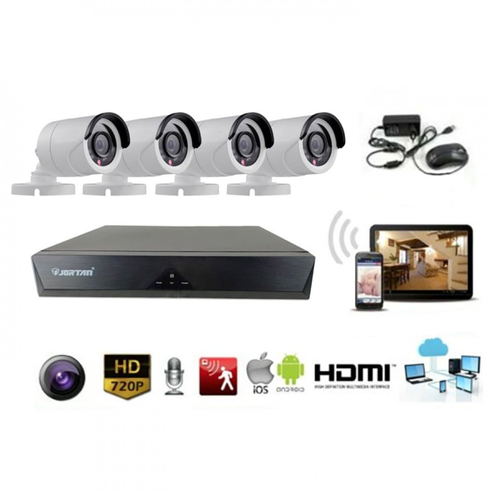 Sistem de Securitate CCTV Wireless -  Inregistrare Detectare Miscare, 4 Camere HD