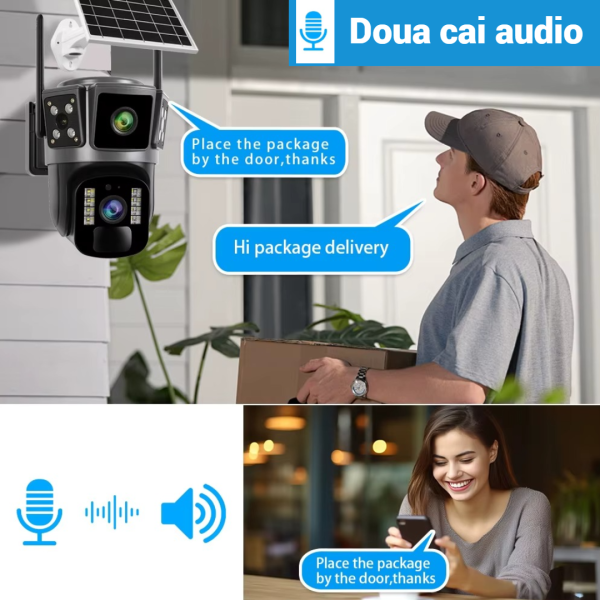 Camera Solara Inteligenta 4G Dual Lens, 6MP Ultra HD, Night Vision, Comunicare Audio Bidirectionala, O-KAM Pro
