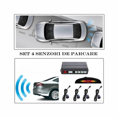 Kit complet cu 4 Senzori de Parcare, Display LED, 40kHz