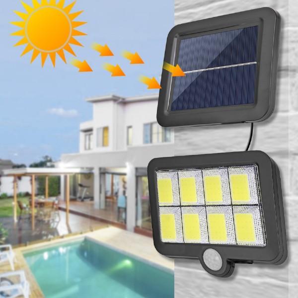 Set 2x Proiector Solar, cu 100 LED-uri COB, Senzori de Lumina si Miscare