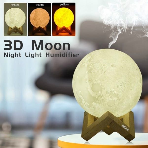 Lampa De Veghe Cu Umidificator, 880 ml, tip Luna 3D