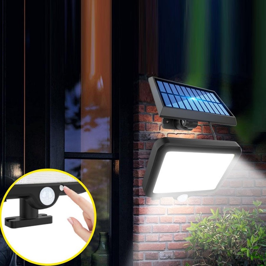 Set 2x Proiector Solar cu 100 LED-uri COB, Senzori de Lumina si Miscare