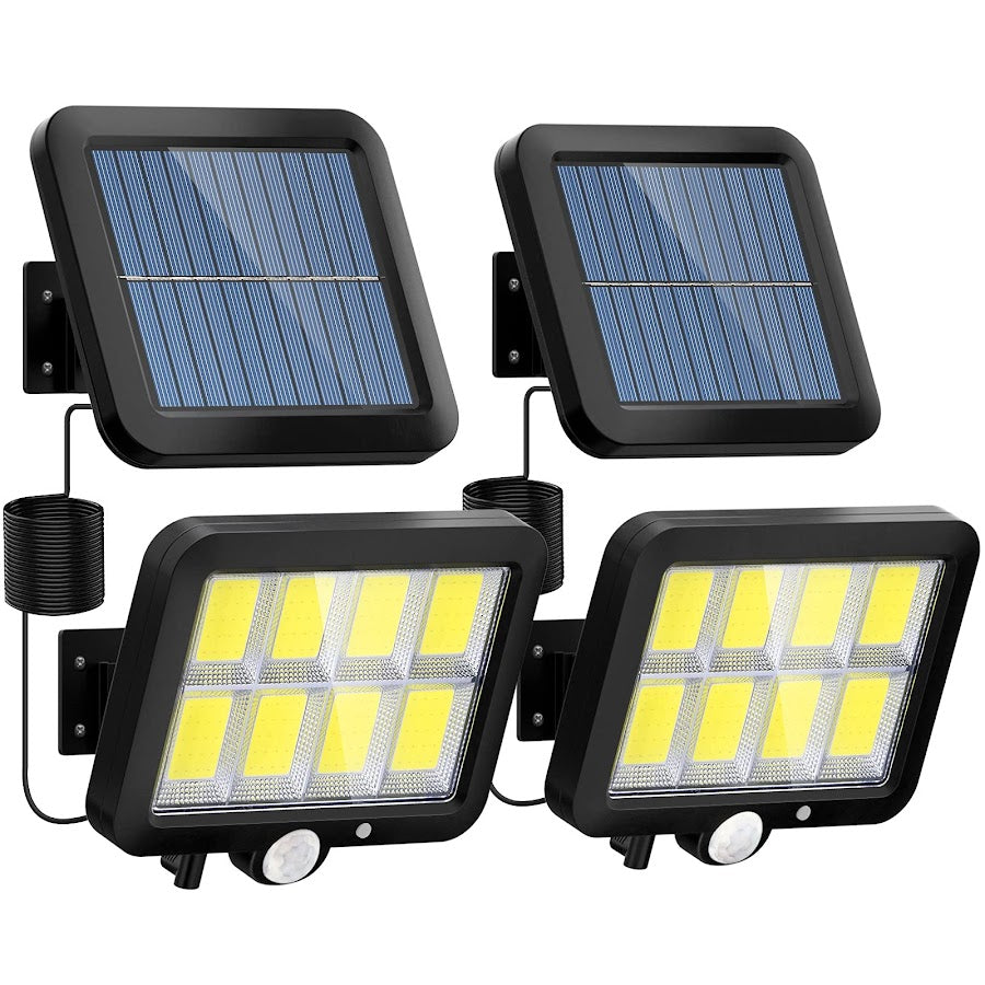 Set 2x Proiector Solar, cu 100 LED-uri COB, Senzori de Lumina si Miscare